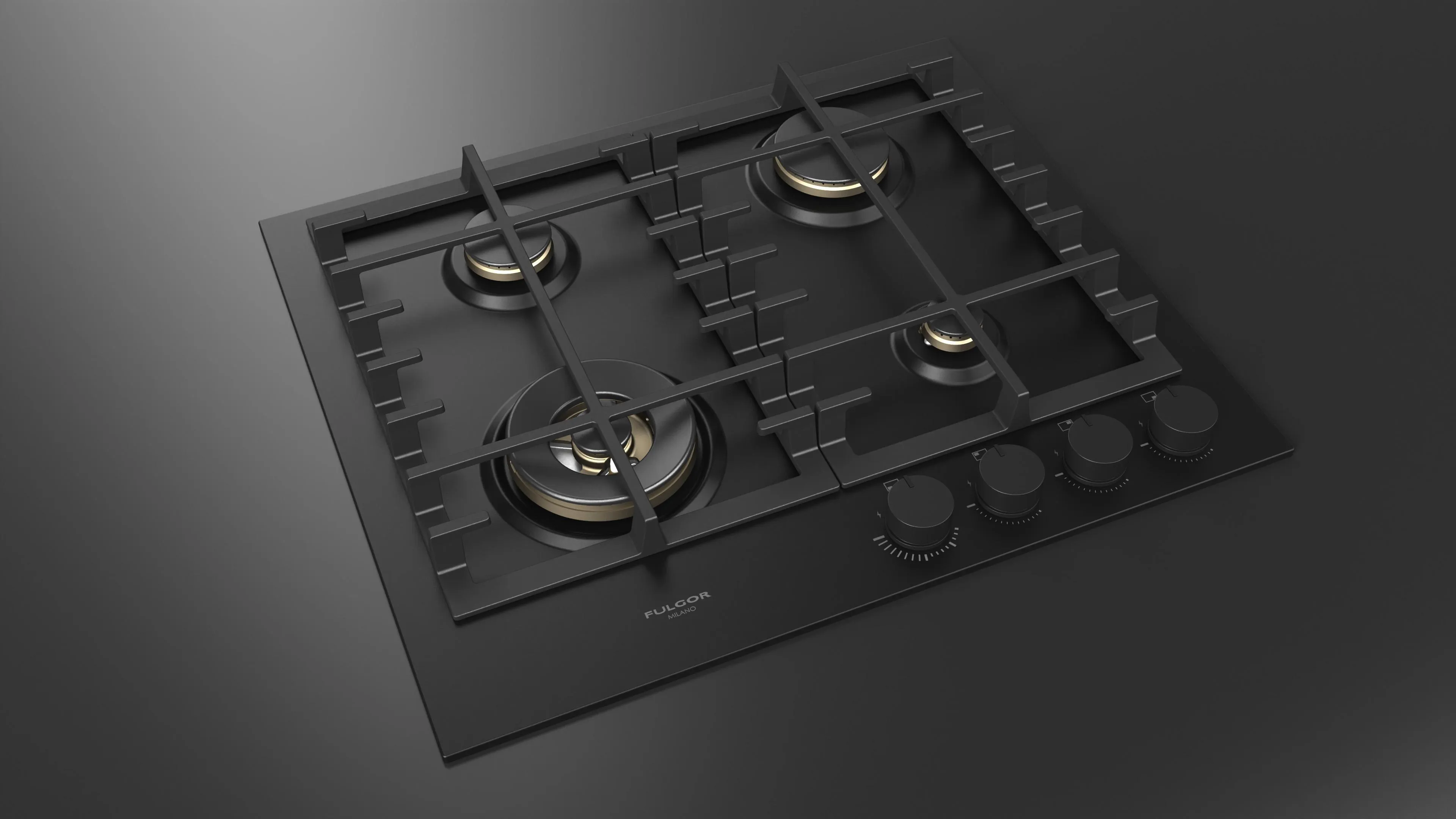 Piano Cottura Gas Urbantech Fulgor Milano 60 cm 4 zone di cottura 1 bruciatore Dual Wok